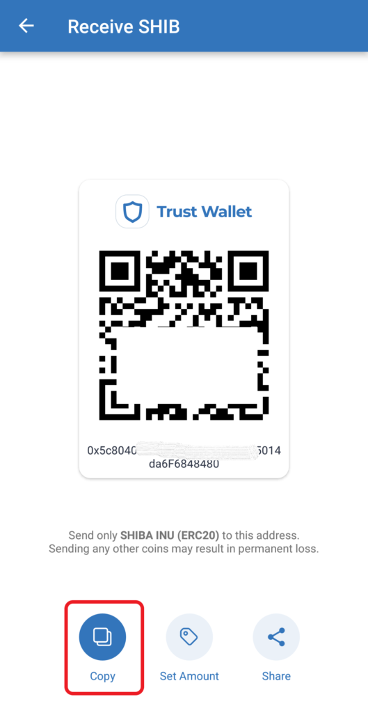 SHIB deposit address Trust Wallet