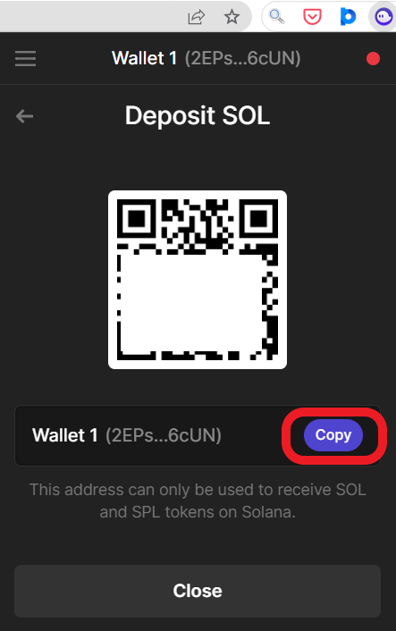 SOL deposit address