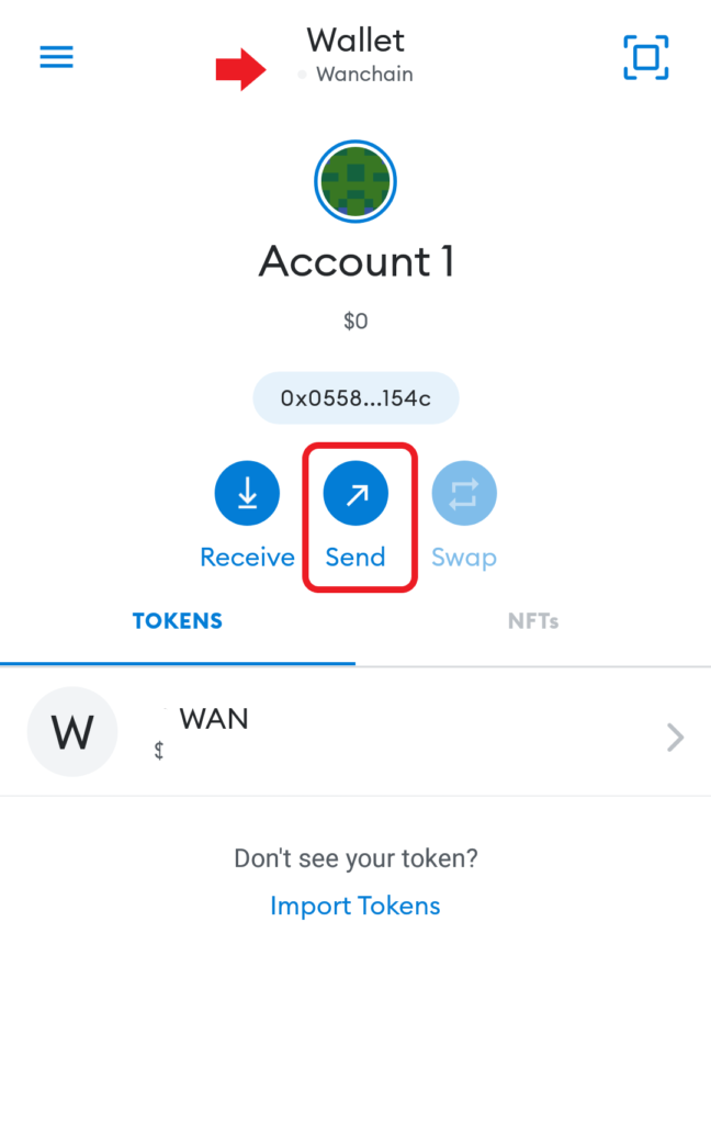 Send WAN from MetaMask to Trust Wallet