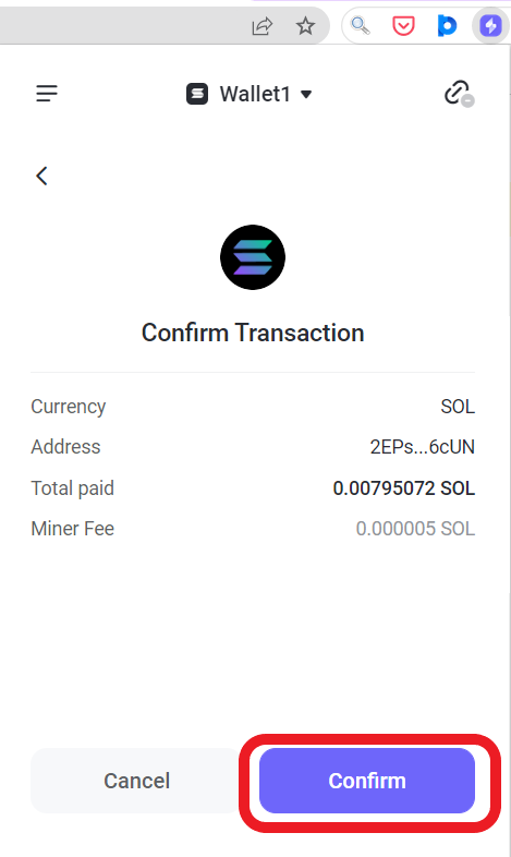 Slope confirm transaction