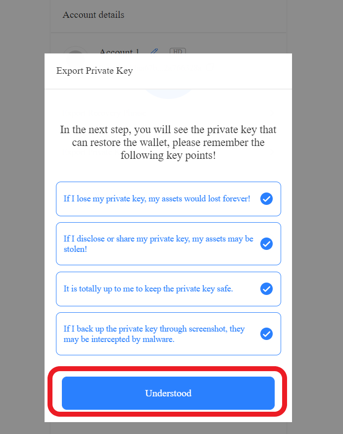 Find Secret Recovery Phrase and Private Key in TokenPocket Wallet