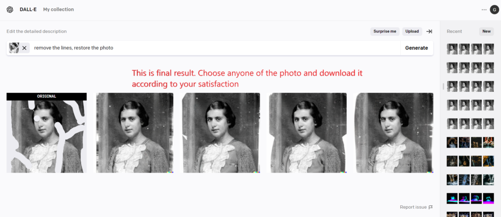 Restore an Old Damaged Photograph using DALL.E 2