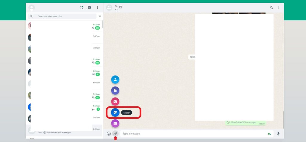 Sticker option in WhatsApp web