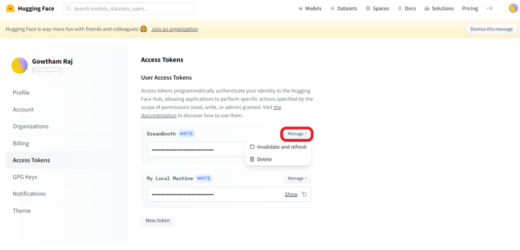 Manage Access Tokens